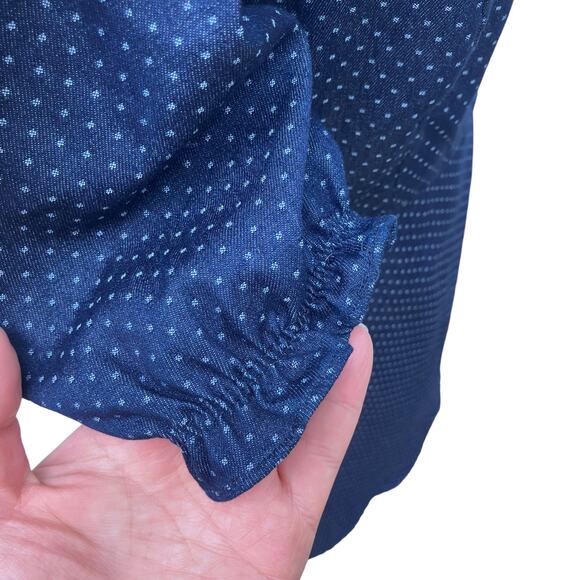 Lulu’s Mini Dress Size M Navy Blue Square Neck Polka Dots Y2K Puff Sleeve Casual - Picture 5 of 10